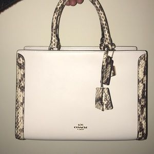 coach zoe carryall deluxe chalk snake gold lock
